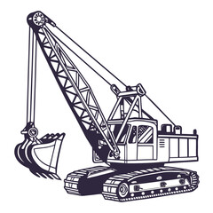 creative details Dragline excavator machine Vector Illustration