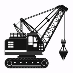 creative details Dragline excavator machine Vector Illustration