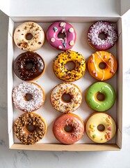 Delicious Variety of Colorful Donuts.