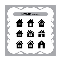 A Collection of Home Icons Displayed on a Grey Decorative Background Perfect for Real Estate Projects