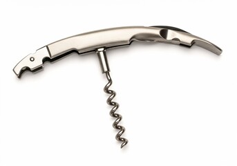 Corkscrew wine opener on a white background