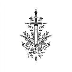 Floral sword design illustration