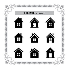 Fototapeta premium A Collection of Home Icons Displayed on a Grey Decorative Background Perfect for Real Estate Projects