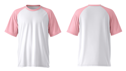 Front and back view of a white t-shirt with pink trim (1)