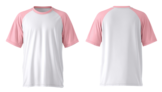Front and back view of a white t-shirt with pink trim (1)