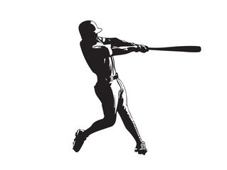Fototapeta premium Baseball Player Silhouette | Batter Swinging Bat | Sports Vector Illustration