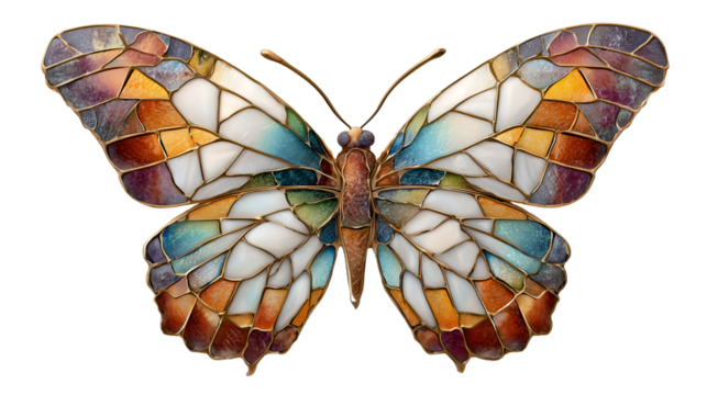 Stunning Mosaic Butterfly Art Piece with Vibrant Colors