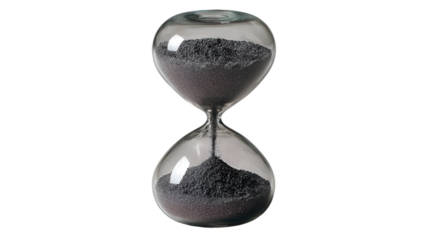 Elegant Hourglass with Dark Sand Flowing, Symbolizing Time