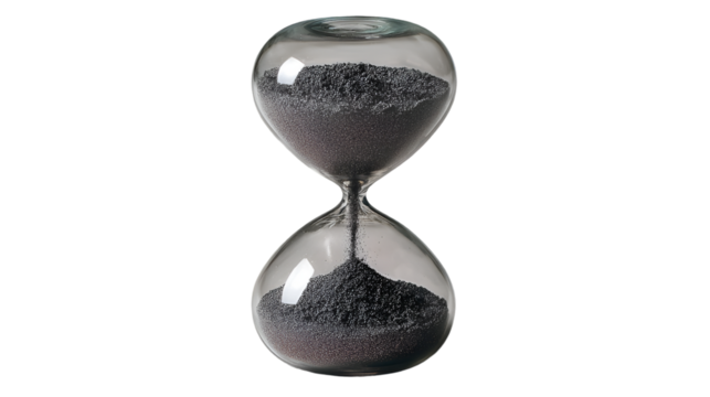 Elegant Hourglass with Dark Sand Flowing, Symbolizing Time
