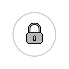 Simple closed padlock security symbol, a minimalist gray vektor icon representing safety, privacy, and data protection concepts