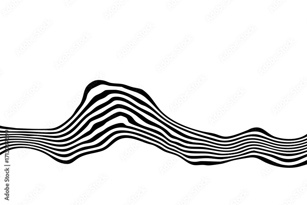 Aufkleber geometric pattern in the form of a dynamic abstract black and white wave. eps 10