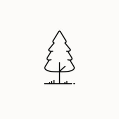 Obraz premium Simple minimalist pine tree nature symbol icon vector illustration for outdoor, forest, and environmental design projects