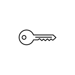 Minimalist key symbol icon vector for security, access, and unlock. A simple outline graphic illustrating protection concepts for digital and physical applications