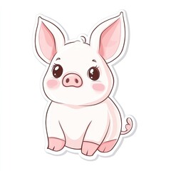 Obraz premium Adorable Sitting Piglet with Big Eyes