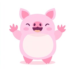 Fototapeta premium Excited Pink Pig Celebration