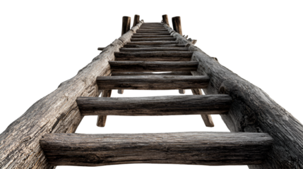 Wooden Ladder Ascending Towards the Sky Reaching New Heights
