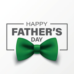 Vector 3d Realistic Happy Fathers Day Greeting Card with Green Bow Tie on White Background. Elegant Celebration Banner, Festive Poster, Gift Design for Dad s Day Event, Holiday Invitation, Banner