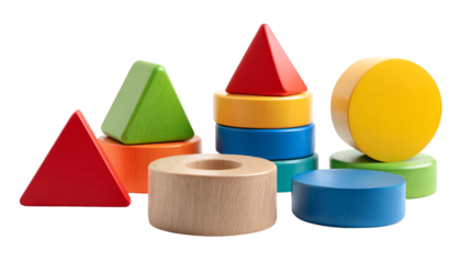 Vibrant Wooden Geometric Shapes for Kids Learning and Fun Design