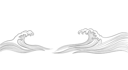 Dynamic black and white waves, perfect for design, evoking serenity and motion