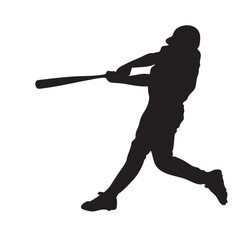 Baseball Player Silhouette | Batter Swinging Bat | Sports Vector Illustration