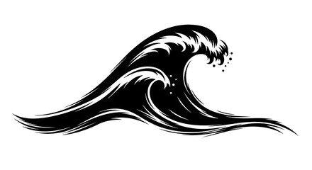 Dynamic black and white wave design perfect for surf brands, logos, and creative projects