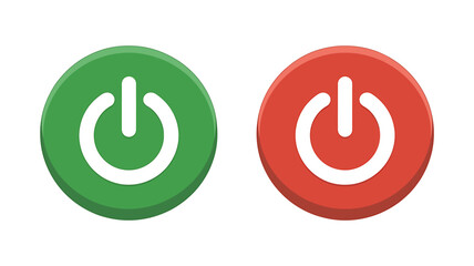 Green and Red Power Buttons for Start and Stop with Universal Symbol for Power Control and Functionality