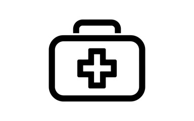 Obraz premium Minimalist First Aid Kit Illustration Medical Assistance and Healthcare Icon Black and White Design Clean Graphic Symbol for Emergency Services