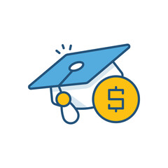 Scholarship Color Line Vector Icon