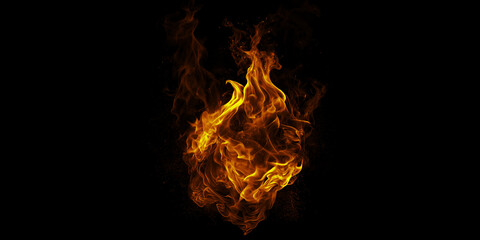 An intense burst of golden fire dancing against the darkness a symbol of power transformation and...