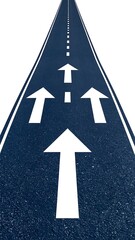 Road with multiple upward arrows, leading to a perspective