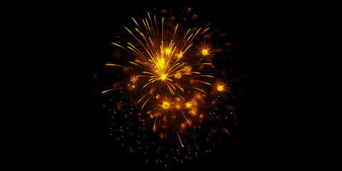 A burst of golden fireworks illuminating the night sky celebrating a special occasion with joy and...