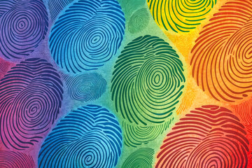 Colorful Fingerprints on Vibrant Background for Artistic Expression