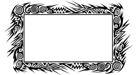 Tribal style vector frame art with bold black lines to add a unique edge to your designs now