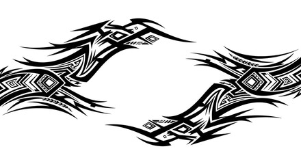 Dynamic tribal tattoo design elements for creating striking patterns and borders with bold...