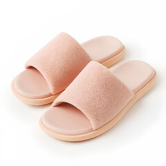 Soft Pink Plush Slide Sandals &ndash; Casual Indoor Footwear