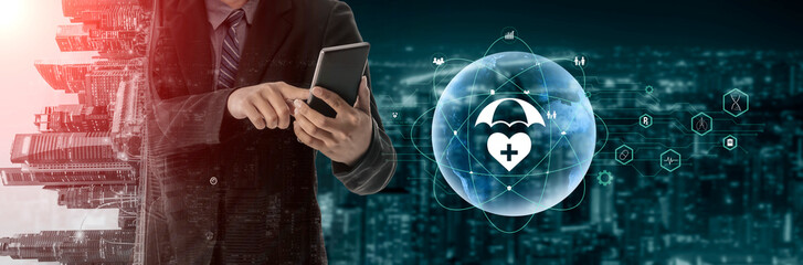 Global healthcare and medical insurance solutions for family protection. Digital technology provides access to health services and insurance worldwide. Motif