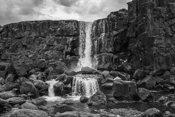 The waterfall Oxararfoss in Iceland