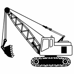 creative details Dragline excavator machine Vector Illustration