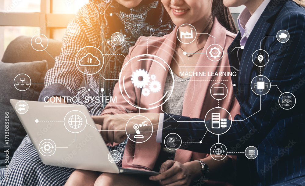Aufkleber modern automation drives workflow efficiency by connecting systems, people, and data. with intellige