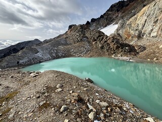 Turquoise Blue Mountain Lake, Laguna Belgica, Ushuaia, Argentina
