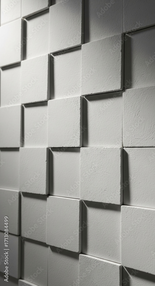 Poster white textured squares create a geometric pattern, showcasing a modern and minimalist design ideal f