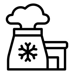 nuclear cooling tower outline icon for energy plant view