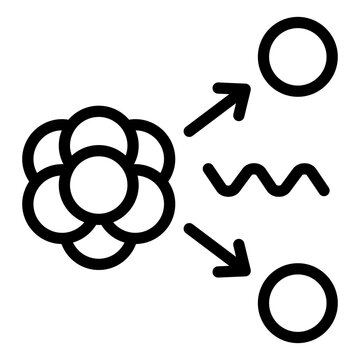 nuclear reaction outline icon for atom energy process