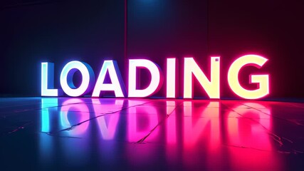 Neon sign that reads loading