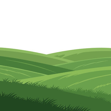 Rolling green hills and grassy landscape.
