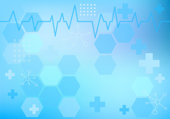 Geometric haxagon light medical background. Technology medical design. Background of hexagon geometric blue pattern