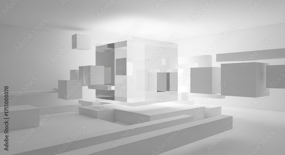 Aufkleber abstract 3d rendering of white geometric shapes, creating a minimalist and modern scene, showcasing 