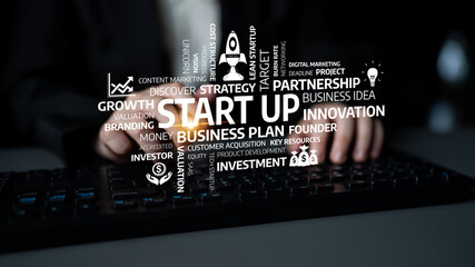 Creative concept showcasing business innovation and growth in a startup environment, highlighting...