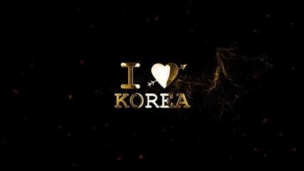 Motion Graphic I Love Korea Gold Letters - Powered by Adobe