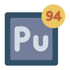 plutonium element flat icon for nuclear research context